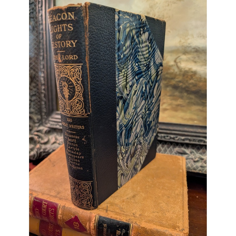 Beacon Lights of History Vol XIII Great Writers John Lord Antique Leather Book